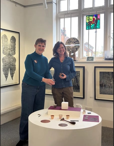 Anne Wolf (right) with Pippa Hufton, Farnham Craft Town coordinator.