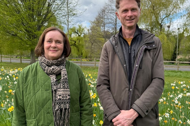Green Party Haslemere candidates Claire Matthes and Alastair Bayliss during the local election campaign in Haslemere, where they are standing for election ahead of the West Surrey council vote on May 7.