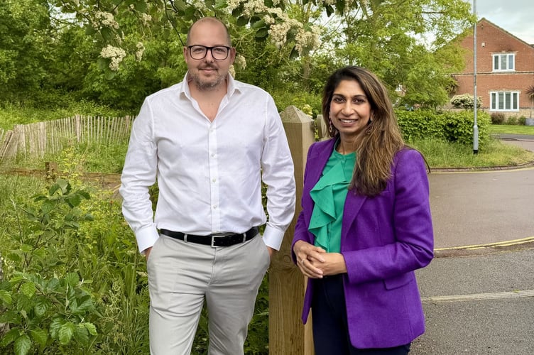 Reform Hampshire leader George Madgwick with Suella Braverman MP.