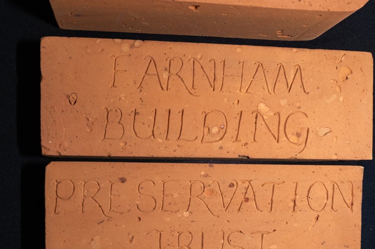 The engraved bricks at Farnham Museum.
