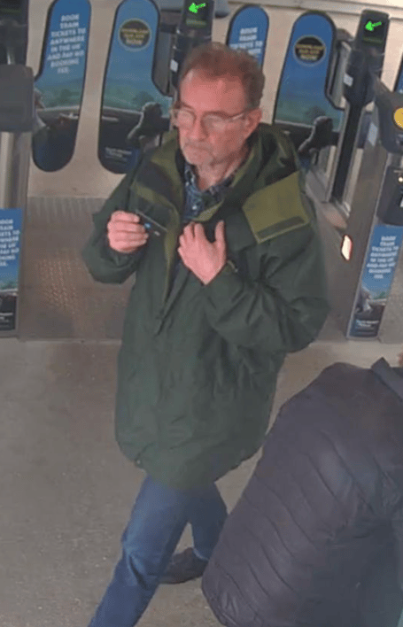 Andrew Jameson caught on CCTV at Petersfield Railway Station.