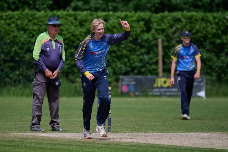 Fred Egleston celebrates a wicket (Photo: Howard Gadsby)