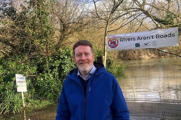 Cllr Malcolm Wallace at the historic Droxford water splash. 