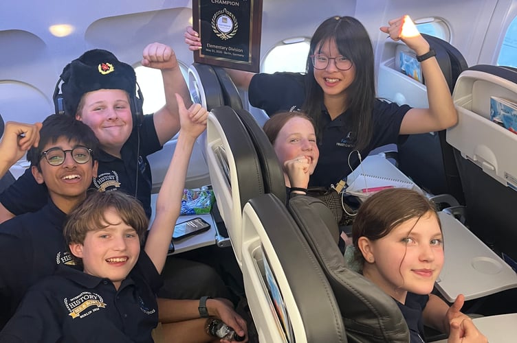 Celebrating on the British Airways flight home