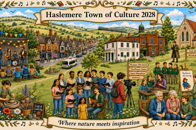Haslemere's official Town of Culture postcard, submitted alongside almost 400 bids from towns across the UK.