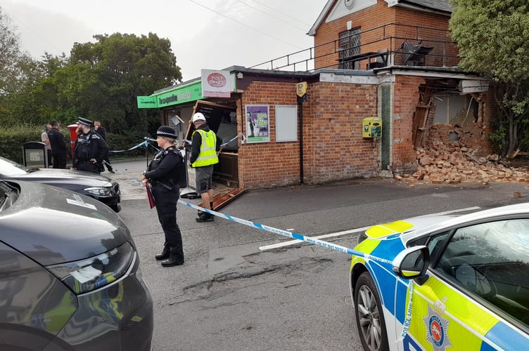 Police outside the Co-op store in Rowledge after a ram raid on October 6.