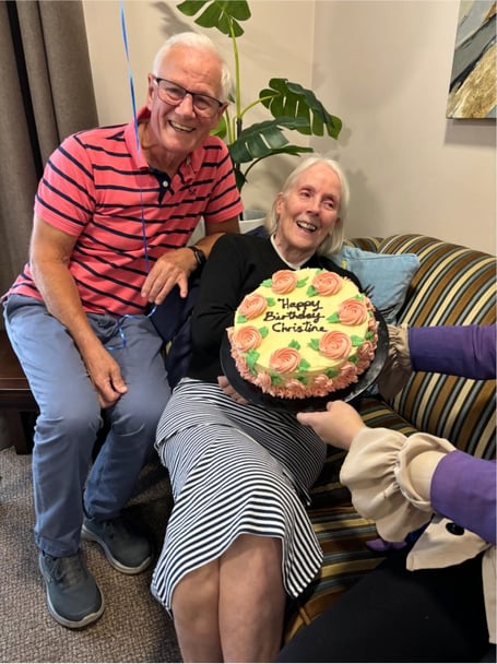 Neil and Christine Robjohn on her birthday at Claremont Court