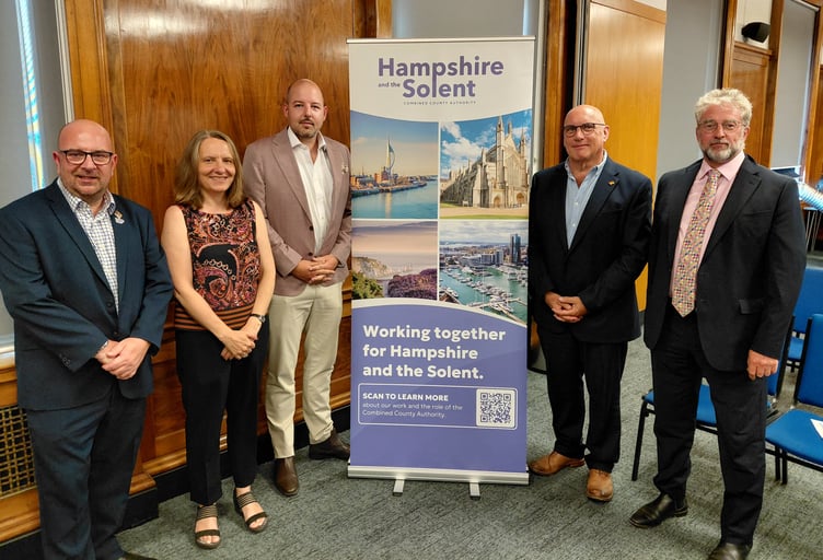 Members of the Hampshire and the Solent Combined County Authority board after the inaugural meeting.
