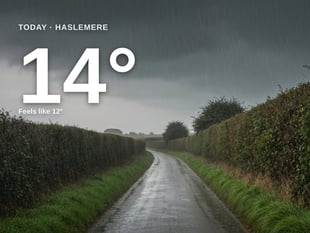 Haslemere: rainy day, high of 13°C