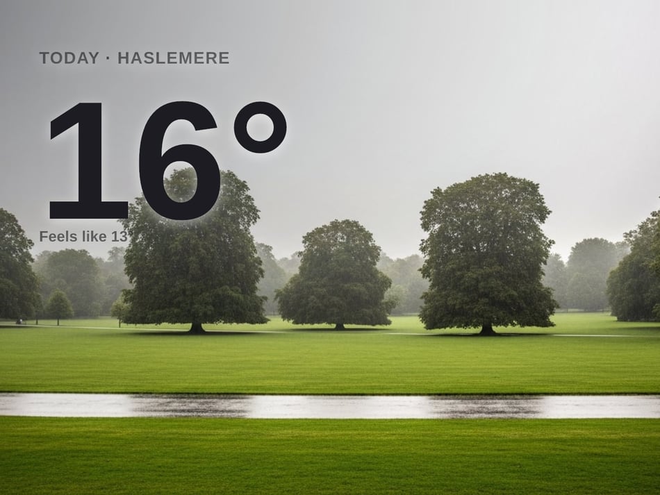 Haslemere: cloudy day, high of 16°C