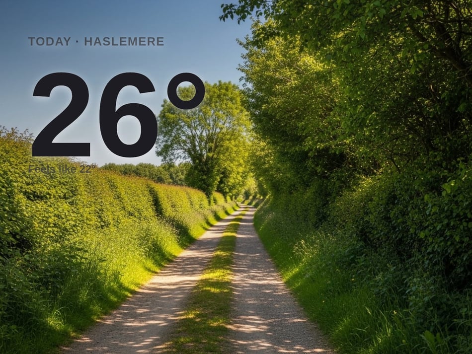 Haslemere: sunny day, high of 26°C
