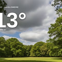 Haslemere: cloudy day, high of 13°C